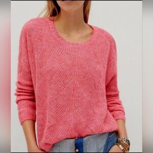 Anthropologie Keely Pink Wool Blend Fisherman Cable Knit Soft Oversized Sweater